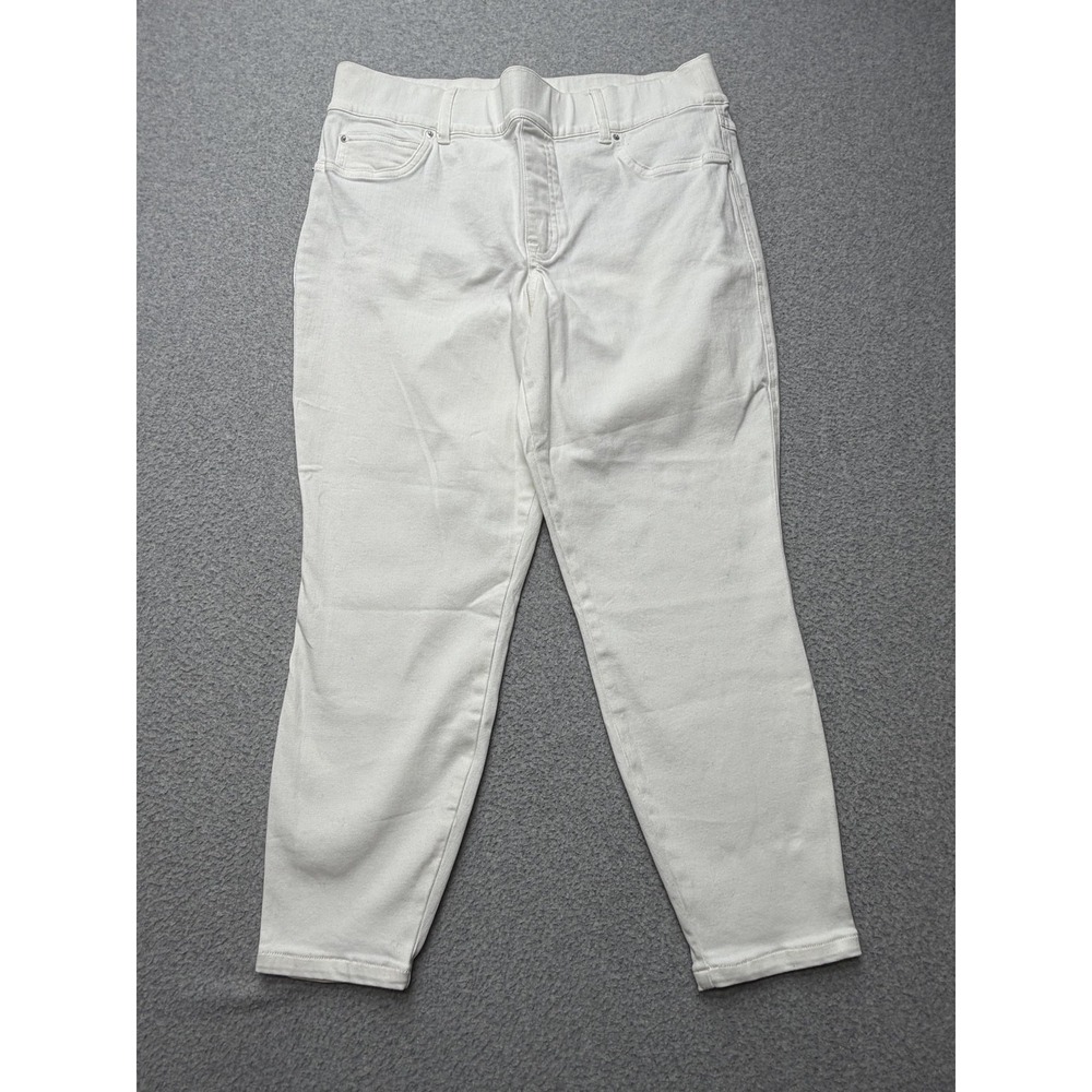 Spanx Jegging Jeans Womens 1X Petite White High Rise Ankle Shaping Stretch